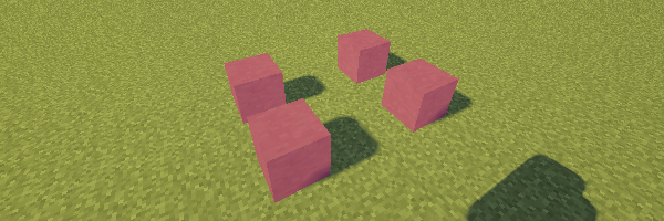 Commencez par poser de cette façon quatre blocs d'argile durcie violet.