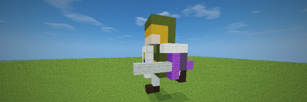 Vous pouvez par la suite construire l'épée de légende de notre héros en laine violette avec une lame en laine gris clair...