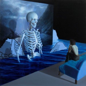 Moonlight installation. 64x64cm. Oil on canvas. (2009)